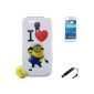 Despicable Me Minion Hard Shell Case Cover Samsung Galaxy S4 mini Minions i9190 + Stylus + Screen Protector AOA Cases® (Style 7) (Electronics)