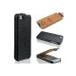 iPhone 5 / 5s shell LEATHER - slim and lightweight - SMARTVIEW - soft screen protection - embossed - handcrafted - Easy to clean - Flip Cover Case - Black (Electronics)