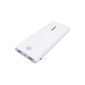 Aukey® Power Bank External Battery Charger External battery pack Portable Battery Power Bank Charger (20000mAh Dual USB ports) for iPhone 6 Plus 6 iPhone iPad iPod Tablet Smartphone Mobile Phone MP3 MP4 PSP GPS Gopro 5V 1A / 2.1A output with Flashlight (20000mAh Dual Port white ) (Electronics)