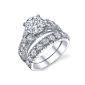 Engagement Ring 925/1000 silver plate Rhodium Gr 7 For Woman Size 57 (Jewelry)