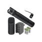 LiteXpress Mag Lite Set, Mag-Tac Tactical LED Flashlight in design, Crowned Bezel, 320 lumens, including Nylon Holster and 4 pieces CR123 batteries and charger de.power, black SET KOMBI16 (household goods)