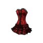 Dissa gothic lace trim Corset with G-String, red (Clothing)