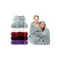 Cuddly fleece bathrobe with hood - available a 5 fashionable colors and 5 sizes - unisex & calf length, L, gray (household goods)