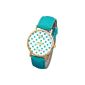 Better Dealz ladies vintage wristwatch casual polka dot Dial Fashion Quartz Trend Watch leather strap Analog Watches, Turquoise (clock)
