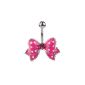 Adorable Excellent Quality Design Navel Banana Bar 14 Gauge Curved Surgical Steel With Bowtie Email Rose à Pois and Strass Crystal by VAGA © (Jewelry)