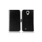 JAMMYLIZARD | Luxury Leather Case for Samsung Galaxy S4 edition, protects screen included (BLACK) (Accessory)