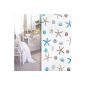 shower curtain rings included OCEANIC 180x180 quality!  white blue brown 180 x 180 (Home)
