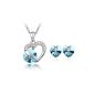 GoSparking Swarovski Elements Light Sapphire Crystal White Gold Plated Pendant & Earrings with Austrian Crystal for Women Set (jewelry)