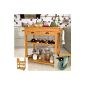SoBuy XXL trolley, kitchen cart, trolley made of high quality bamboo FKW08-N (Nature)