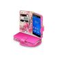 Terrapin Pouch Leather Case for the Sony Xperia Z3 Case - Pink (Lily Floral Interior Textile) (Electronics)