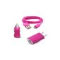 VCOER USB Charger Kit 3 in 1 jack + USB 2.0 Data Cable + Car Charger Car Charger for Samsung Galaxy S2 SII i9100 / data cable USB charger / AC adapter - pink (Electronics)