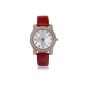 FIREWORK RED LEATHER STRAP WATCH - DIAL PEARL