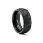 7MM Black Plate Steel Ring For Man Size 59 (Jewelry)