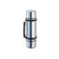 Isosteel VA 9562DQ Duo Vacuum Flask 1,0 L from 18/8 stainless steel with Quick Stop Einhandausgießsystem and 2 removable drinking mugs (household goods)