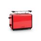 Klarstein Hello - Toaster 2 extra large slices with heating function and Bakery supporting 800W (4cm slots, crumb tray, 7 heating levels) - Red