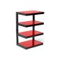 NorStone Esse Hifi Stereo cabinet elegant and original Gloss Black finish 4 shelves and tempered glass Red (Accessory)