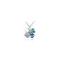 © Pink Crystal Four Leaf Clover Necklace Lucky Crystal and Chain plated 18K White Gold - Blue Lagoon (Jewelry)