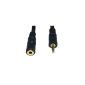 World of Data® 10m 3.5mm Jack Extension - High Quality Cabling - 24k Gold Plated - pure copper wire (not aluminum) - Stereo - Black color - male to female (socket to plug) - 10.0 m (electronic devices)