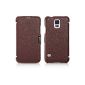 Luxury Leather Case for Samsung Galaxy S5 / model: Business / side hinged / ultraslim / genuine leather / Folder Case / color: Dark brown (Electronics)