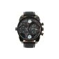 High Quality Men's large dial 2 Time Zone Wrist watches military black (clock)