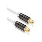 deleyCON HQ Optical Audio Cable - 2x Toslink plug - [10m] - Digital optical fiber cable [White] - metal plug - 5mm - flexible (Electronics)