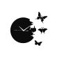 Wall clock, kitchen clock, Butterfly Deco clock, Ø 30 cm acrylic EUH51-SCH (Black) (household goods)