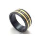 Konov Jewelry Ring Man - Modern - Stainless Steel - Rings - Fantasy - Men and Women - Black Color Gold - With Gift Bag - F19946 - Size 68 (Jewelry)