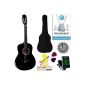 'Stretton Payne' Acoustic Guitar Classic Pack 3/4 - Black - With Cover and electronic tuner and Mediator and online guitar lessons