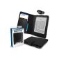 Case / Cover - Black Amazon Kindle 4 ('SD Folio' Tablet Case / Cover / Pouch) with reading light (Clip-On LED Reading Lamp) from G-HUB for 6 