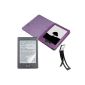 kwmobile® 3in1: Stylish Leather Case for Amazon Kindle Paperwhite 1/2 (2013) in Purple with practical SUPPORT FUNCTION + Film, transparent + desk lamp (Electronics)