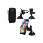 BAAS® Samsung Galaxy S5 - Car Holder Suction Cup Mounting on Windshield With 360 Degree rotation function + Black Silicone Gel Case Cover + 2x Screen Protector Film + Stylus (Electronics)