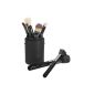 12pcs Professional Makeup Brush Set Makeup Brush Kit Makeup Tool with Cup Holder Leather Case (Black) (Others)