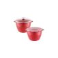 Lakeland Two red mini-pots for the microwave, non-stick coating, set of 2, 10 cm diameter x 7 cm H. 300 ml