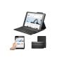 Anker® Slim Folio Bluetooth Keyboard Case Keyboard Case for iPad Air iPad 5 - PU Leather Case and removable German keyboard with magnetic holder (Tuxedo Black)