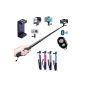 SAVFY® 3 in 1 Selfie Stick Selfie rod Self-portrait monopod arm extension Handheld Tripod Self-Portrait Set Handheld Aluminum Selfie Stick + Smartphone Holder + Bluetooth self-timer remote control for all devices with iOS and Android as iPhone 6 Plus / 6 / 5s / 5c / 5 / 4s / 4, Sumsung Note 3/2 / S4 / S3, Blackberry, HTC, Sony, Nokia, LG - long pole (31-94cm) Black (Electronics)