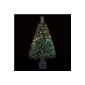 DECO NOEL - Artificial Christmas Tree light fiber delivered in its pot - Light variation in color - Height 90cm