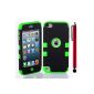ShopmallHK PC + TPU contrast color style Fashion design Hard Case Hybrid impact Armored Apple iPod Touch 5 (Black + Green) (Electronics)