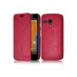 Seluxion - Hull side flap to cover and card holder Case for Moto G 4G pink fuchsia + Protective Film (Electronics)