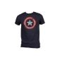 Man Marvel Captain America Distressed Logo T-Shirt Navy