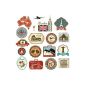 Retro Vintage Suitcase Travel Stickers - Set of 18 Decal luggage tags (Kitchen)