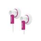 Philips SHE3000PK / 10 in-ear headphones (15 mm speaker drivers, neodymium magnet) White / Pink (Accessories)