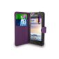 Huawei Ascend Y330 - Leather Wallet Flip Case Cover + Protector Mini Touch Screen Stylus Pen + Cloth & (dark purple) (Electronics)