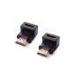 Xcellent Global - Pack 2 high speed 90/270 degrees Right Angle HDMI Male to Female Adapter Gold Plated Extender coupler M-AV004 (Electronics)