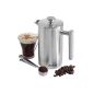 VonShef double coffee thick stainless steel satin finish keeps coffee hot.  It is available in sizes 3, 6 and 8 cups (8 cups w / measuring spoon and sealing cap)