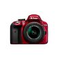 Nikon D3300 SLR Digital Camera Kit (24 megapixels, 7.6 cm (3 inch) TFT LCD Display, LiveView, Full HD) incl. AF-S DX 18-55 VR II Lens Red (Electronics)