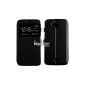 Black Book Cover Case Magnetic Flip Cover Case S-View Window for Wiko Slide (Electronics)