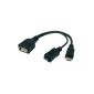 Xiuhong Boutique Micro USB male to female USB OTG USB host adapter + Micro Y Splitter (Electronics)