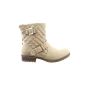 Sopily - Shoe boot mode Cavalier Low boots Montante women Quilted loop closure Zip Heel block 3 CM - textile Interior - Beige (Clothing)