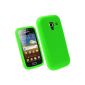 iGadgitz Green Silicone Case Cover Sleeve Case for Samsung Galaxy Ace 2 I8160 Android Smartphone Cell Phone + Screen Protector (Wireless Phone Accessory)