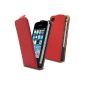 Caseink - Shell Leather Case Cover Full clamshell Red Flower iPhone 4S / 4 + Film (Electronics)